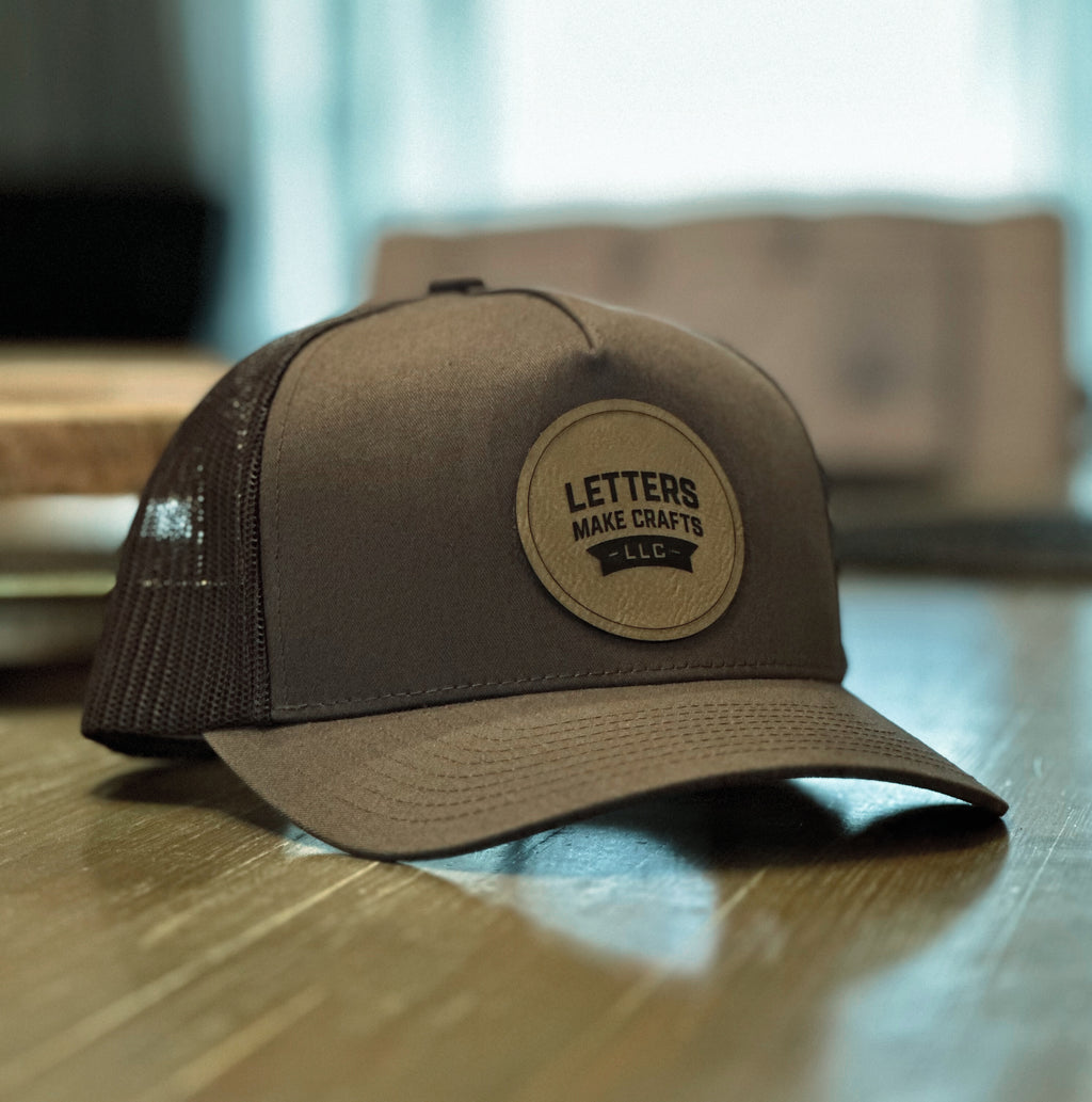 Custom Logo Trucker Hat (Yupoong Classics 5-Panel) | Laser Engraved Leatherette Patch | Business, Team & Event Hats