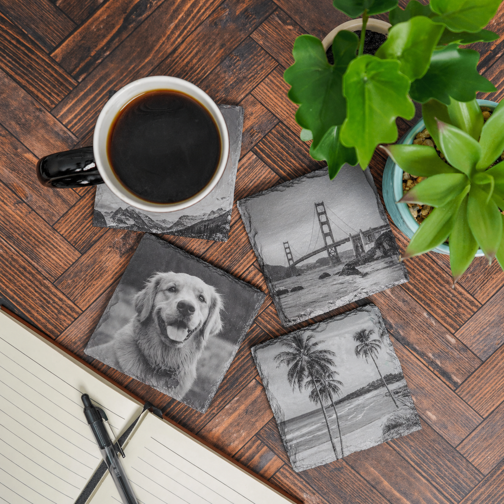 Custom Black Slate Coasters (Set of 4)