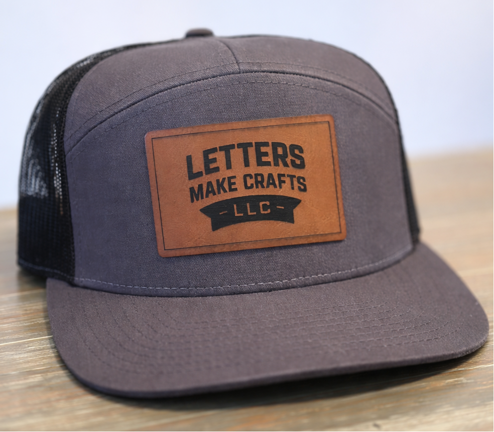 Custom Logo Richardson 168 Hat – 7 Panel Flat Bill Adjustable Snapback Trucker - Leatherette Patch