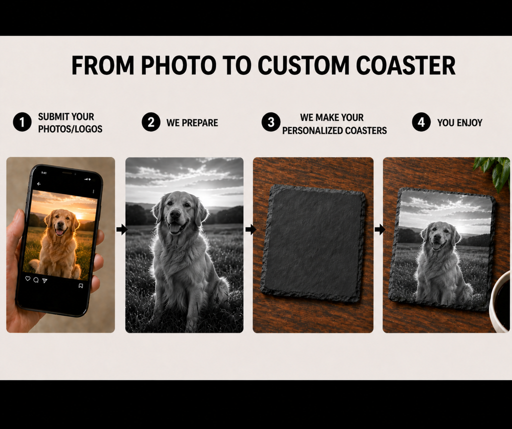 Custom Black Slate Coasters (Set of 4)