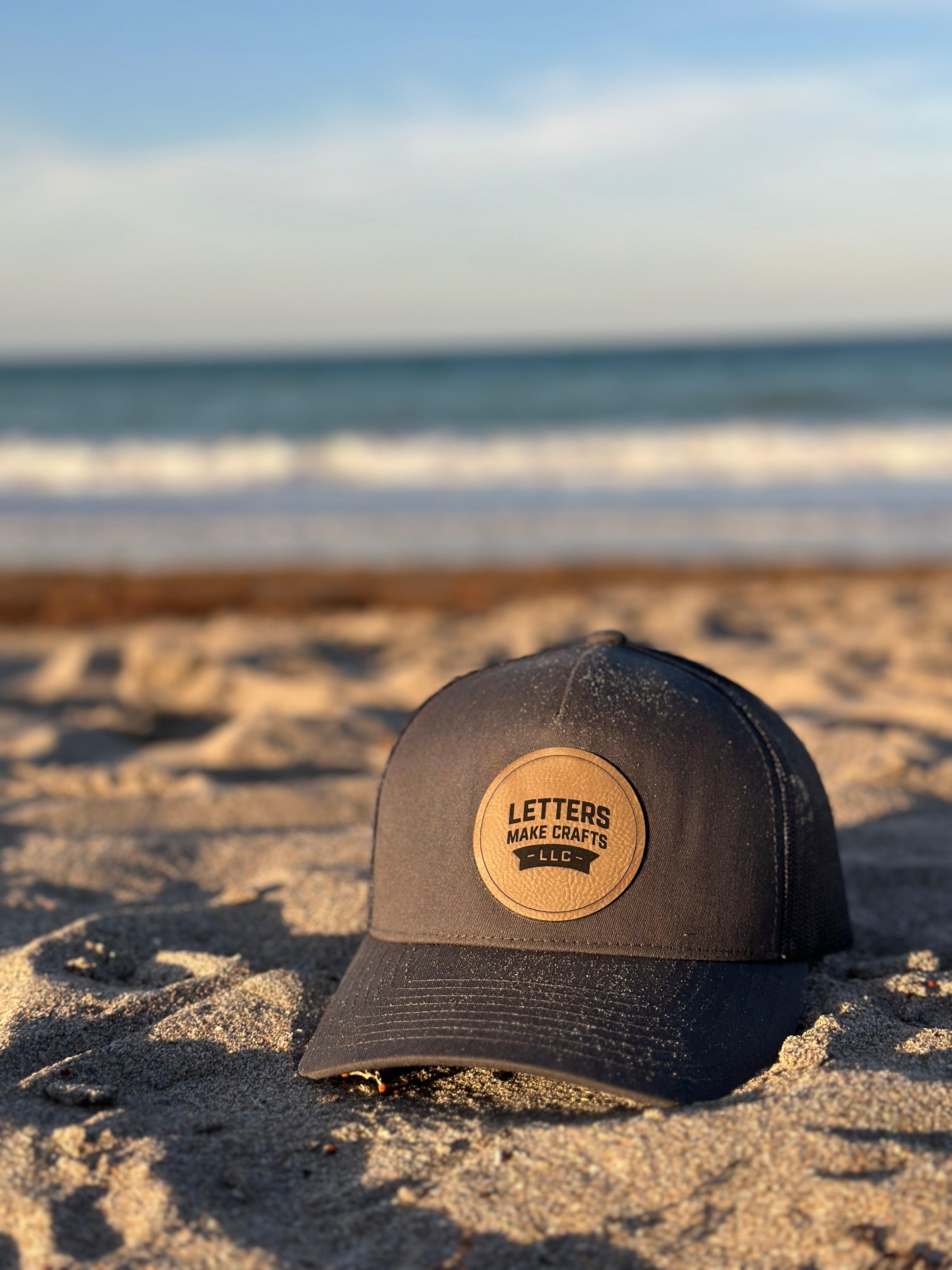 Custom Logo Trucker Hat (Yupoong Classics 5-Panel) | Laser Engraved Leatherette Patch | Business, Team & Event Hats