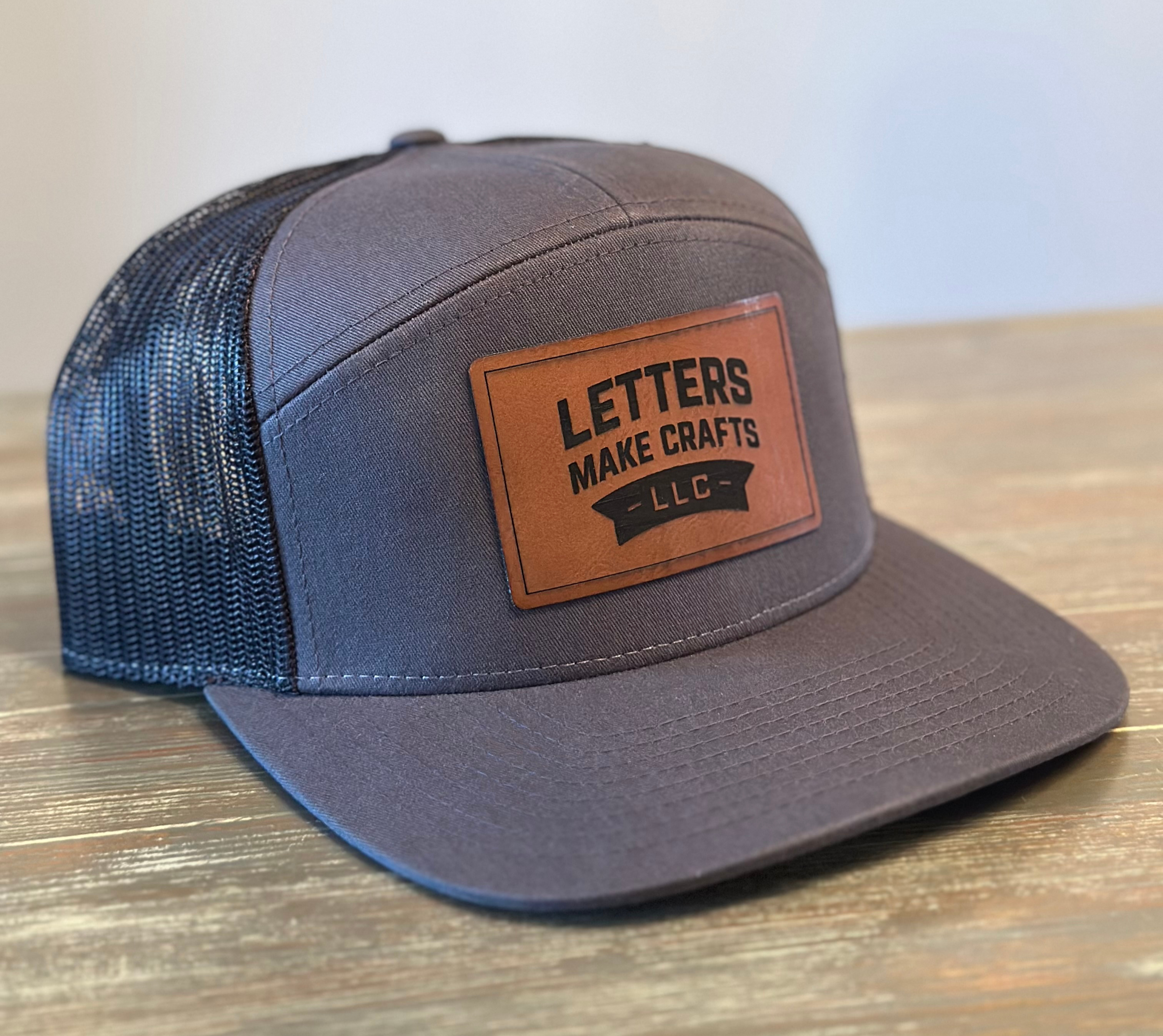 Custom Logo Richardson 168 Hat – 7 Panel Flat Bill Adjustable Snapback Trucker - Leatherette Patch
