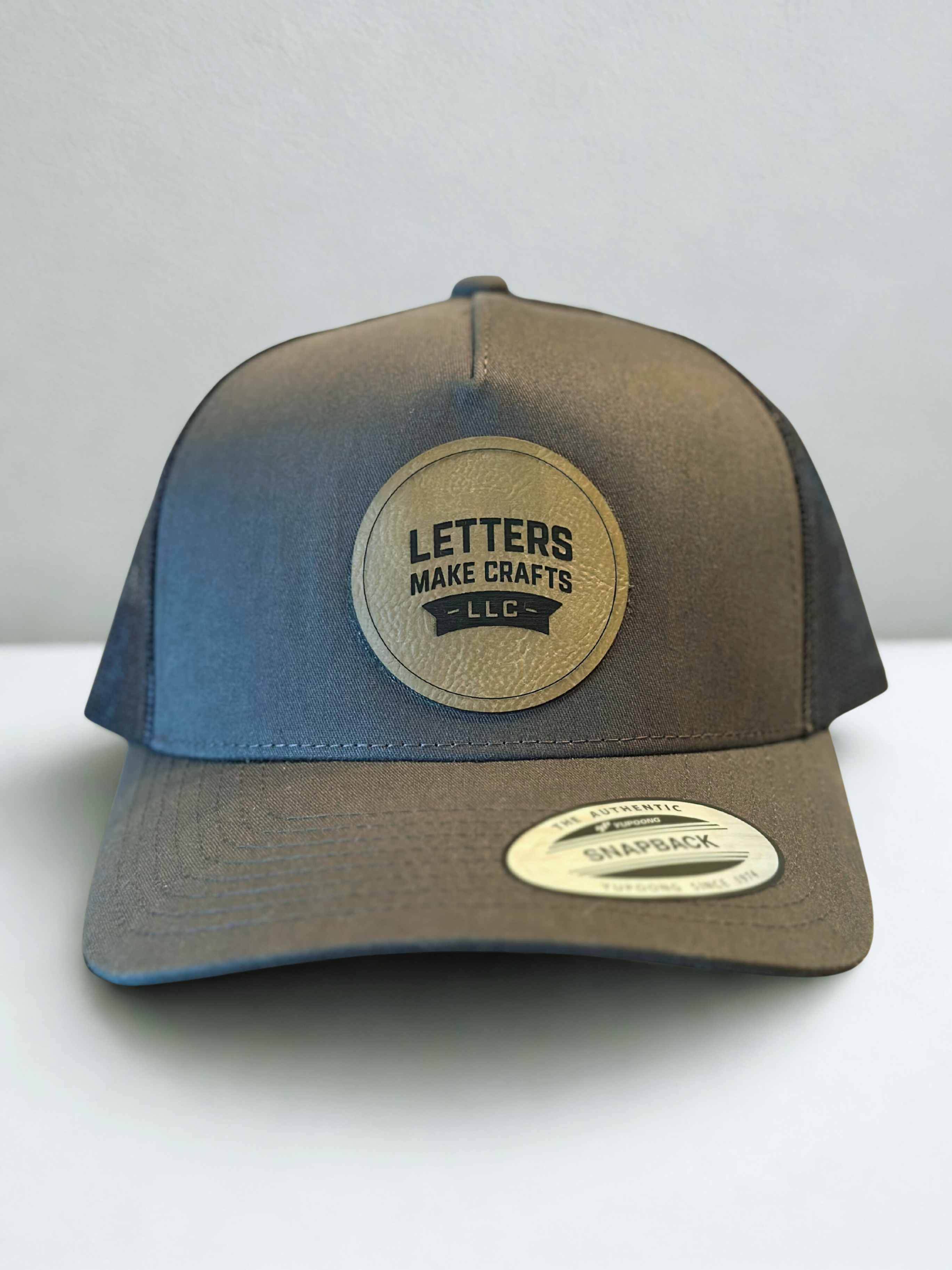 Custom Logo Trucker Hat (Yupoong Classics 5-Panel) | Laser Engraved Leatherette Patch | Business, Team & Event Hats